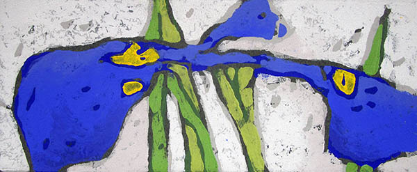 Iris 2018, Nr.58;Farblinolschnitt, 200 Exemplare,;7 x 17 cm;160 - Galerie Wroblowski